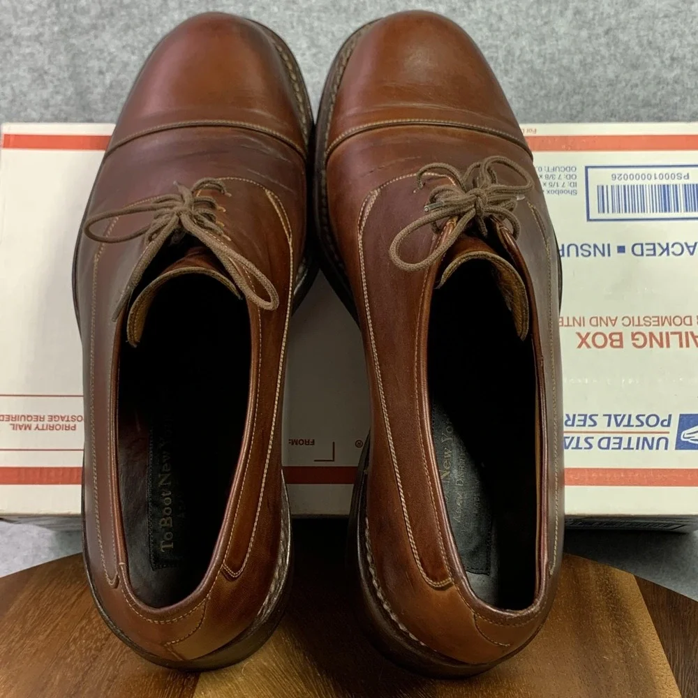 To‎ Boot New York Adam Derrick Derby Shoes Mens 11 Leather Cap Toe Made in Italy